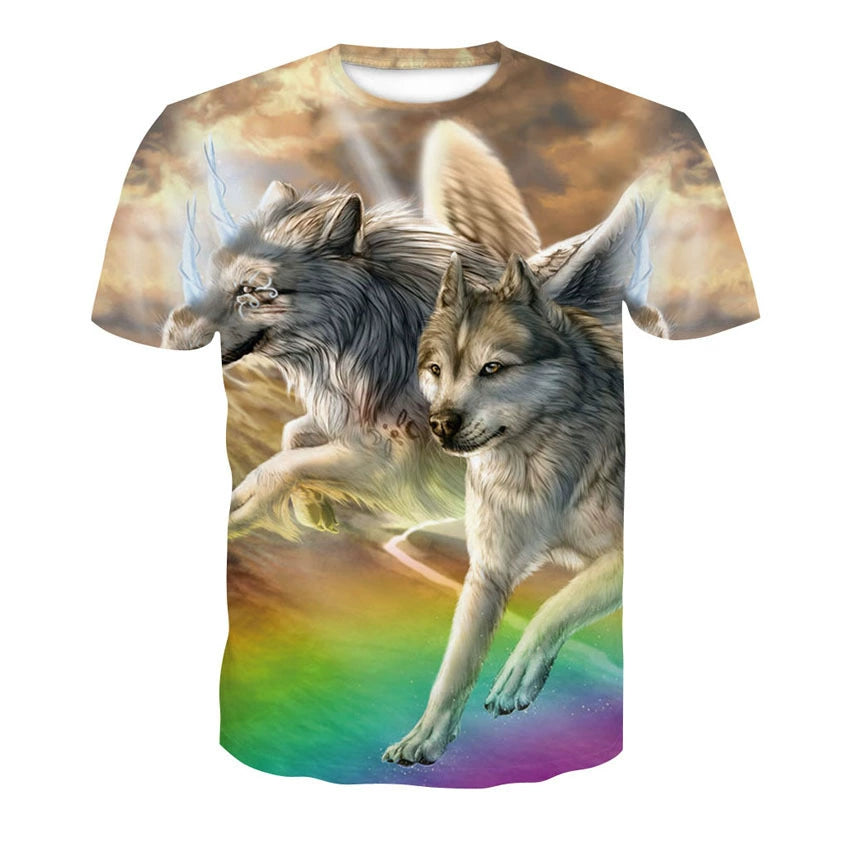 Wolf Head 3D Print Short Sleeve T-Shirt Wolf Head 3D Printed Men's Short Sleeve T-shirt