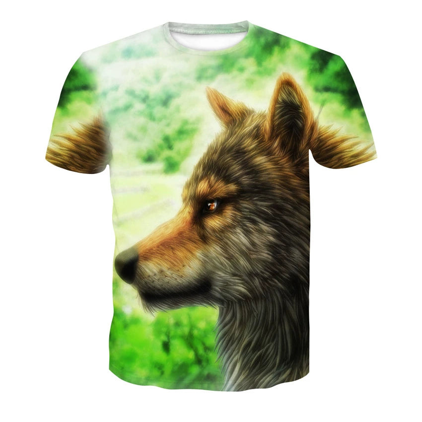 Wolf Head 3D Print Short Sleeve T-Shirt Wolf Head 3D Printed Men's Short Sleeve T-shirt