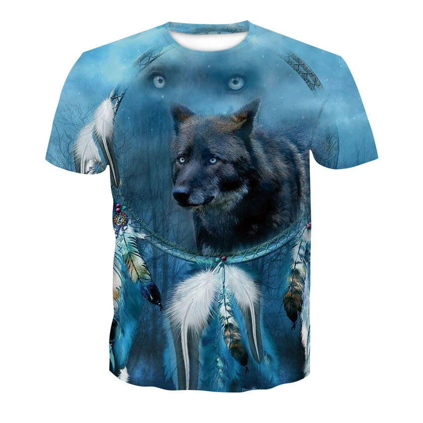 Wolf Head 3D Print Short Sleeve T-Shirt Wolf Head 3D Printed Men's Short Sleeve T-shirt