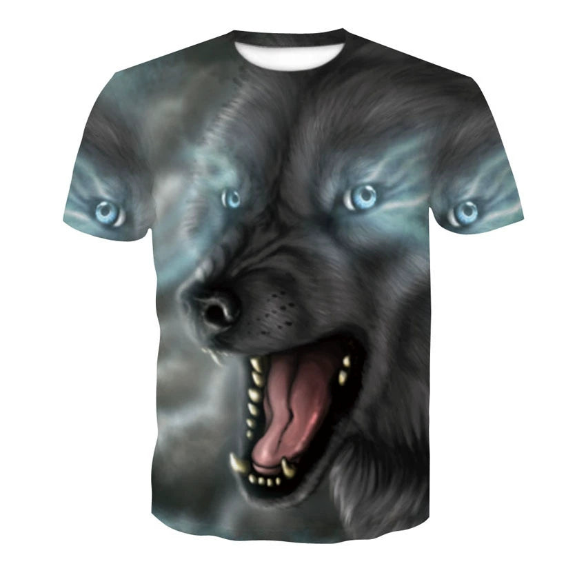 Wolf Head 3D Print Short Sleeve T-Shirt Wolf Head 3D Printed Men's Short Sleeve T-shirt
