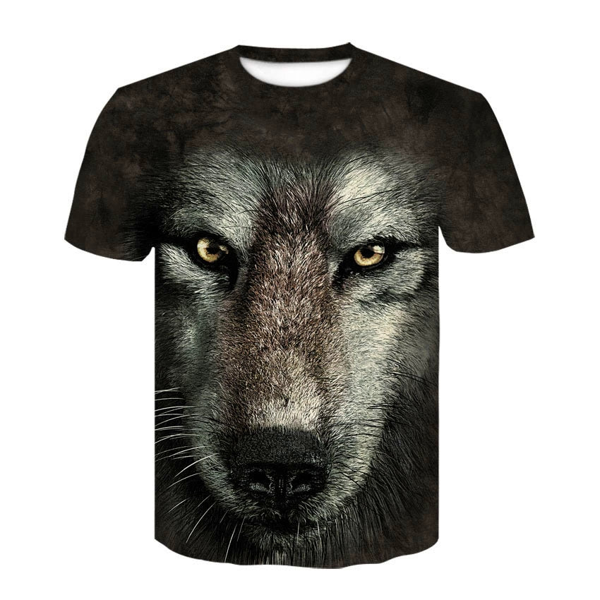 Wolf Head 3D Print Short Sleeve T-Shirt Wolf Head 3D Printed Men's Short Sleeve T-shirt