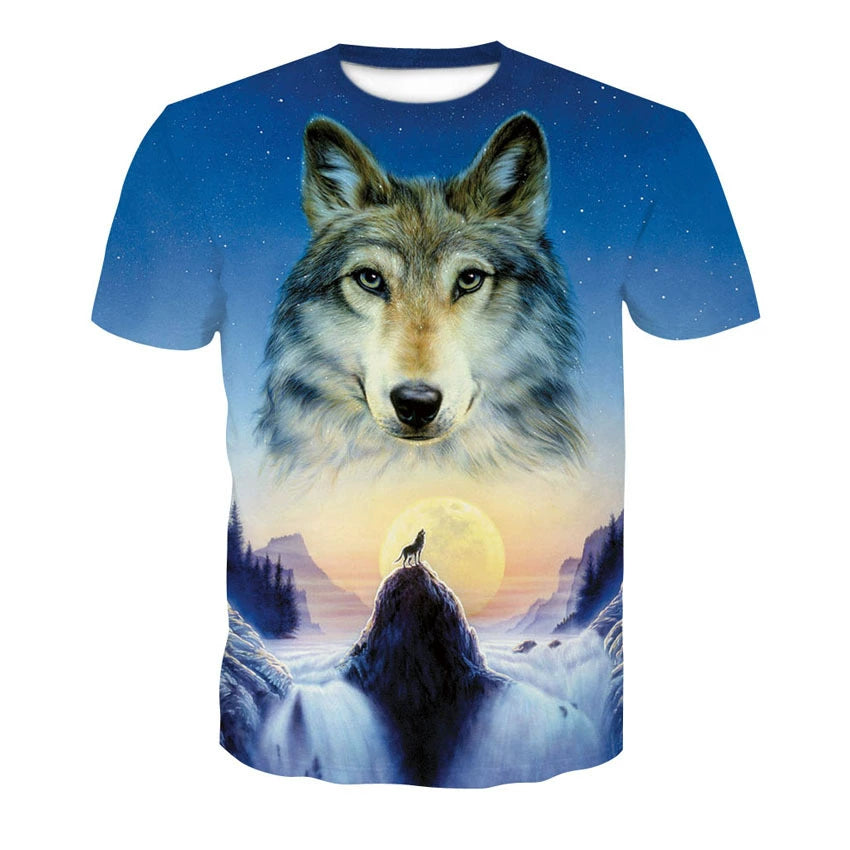 Wolf Head 3D Print Short Sleeve T-Shirt Wolf Head 3D Printed Men's Short Sleeve T-shirt