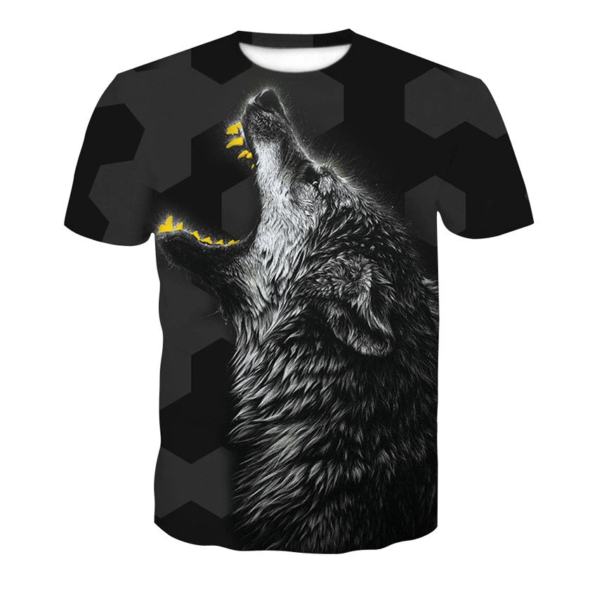 Wolf Head 3D Print Short Sleeve T-Shirt Wolf Head 3D Printed Men's Short Sleeve T-shirt