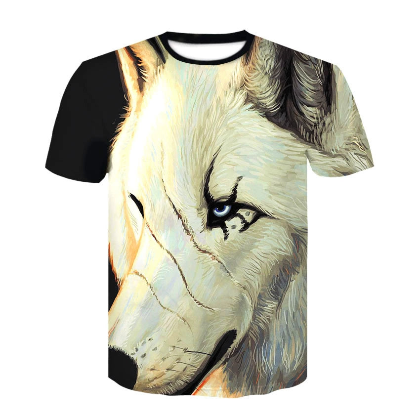 Wolf Head 3D Print Short Sleeve T-Shirt Wolf Head 3D Printed Men's Short Sleeve T-shirt