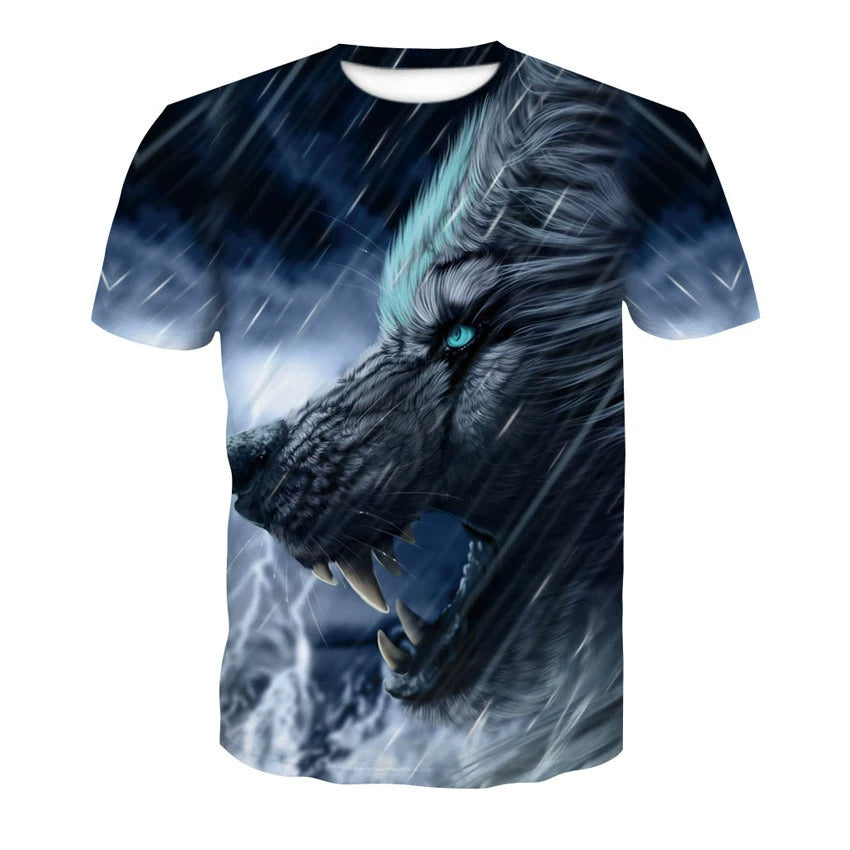 Wolf Head 3D Print Short Sleeve T-Shirt Wolf Head 3D Printed Men's Short Sleeve T-shirt
