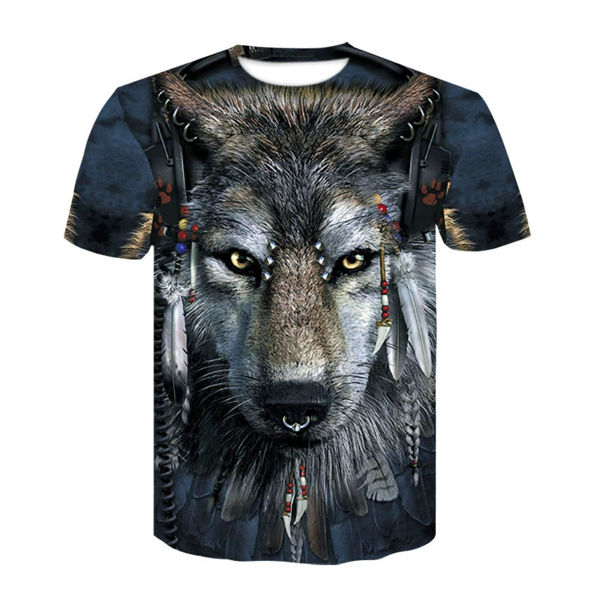Wolf Head 3D Print Short Sleeve T-Shirt Wolf Head 3D Printed Men's Short Sleeve T-shirt