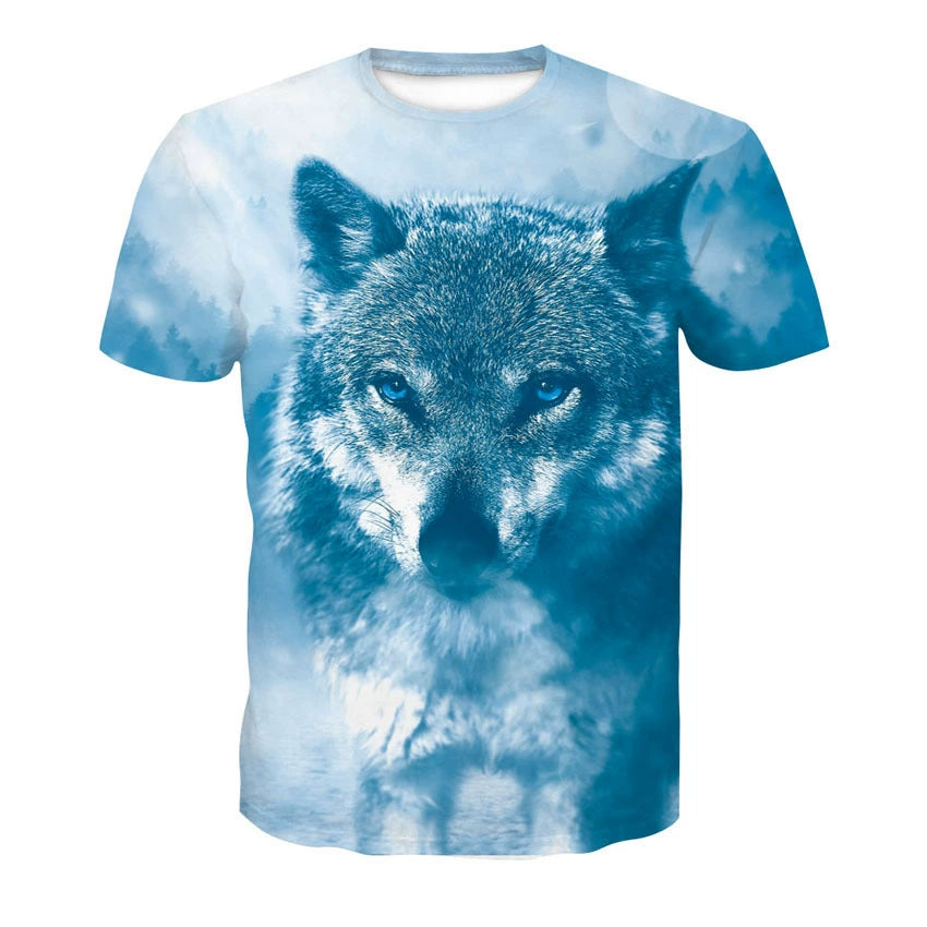 Wolf Head 3D Print Short Sleeve T-Shirt Wolf Head 3D Printed Men's Short Sleeve T-shirt