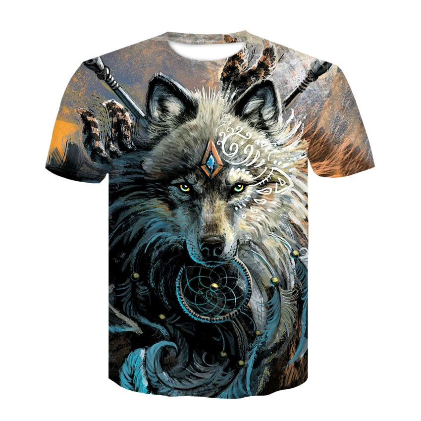 Wolf Head 3D Print Short Sleeve T-Shirt Wolf Head 3D Printed Men's Short Sleeve T-shirt