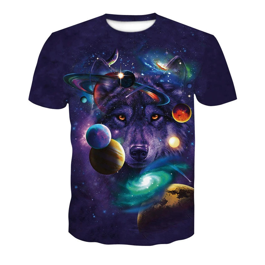 Wolf Head 3D Print Short Sleeve T-Shirt Wolf Head 3D Printed Men's Short Sleeve T-shirt