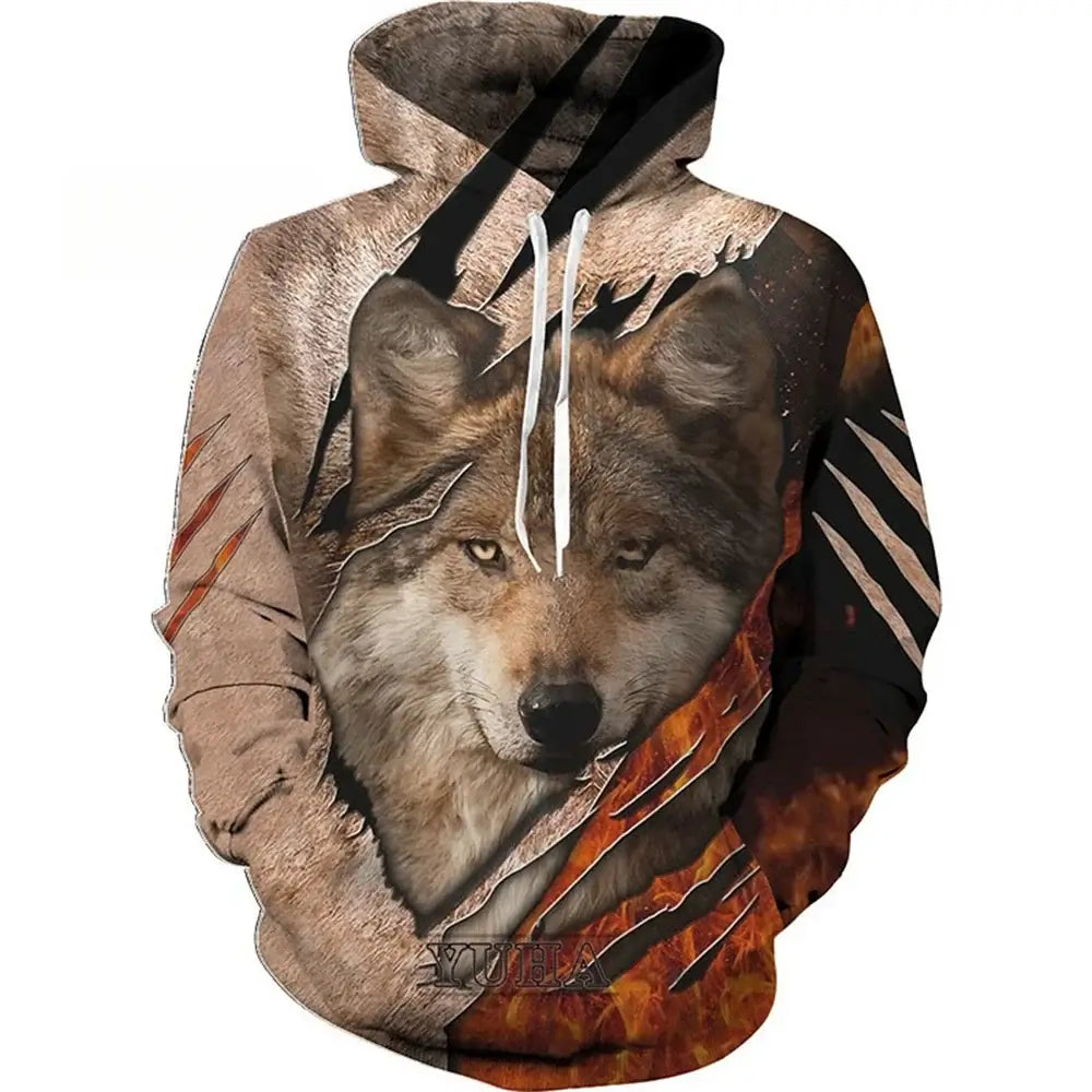 Fashion Wolf 3D Printed Unisex Pullover Casual Hoodie