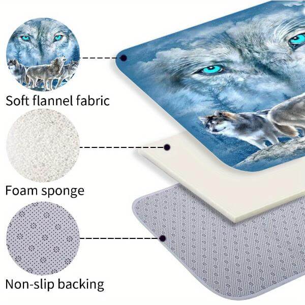 4pcs Wolf Shower Curtains with Waterproof, 3-Piece Toilet and Floor Mat