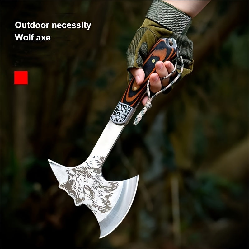 Wolf Design Firewood Hatchet, and Durable Blade for Efficient Cutting