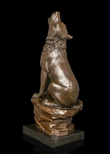 Howling Wolf Bronze Statue Roaring Wildlife Artwork Ornament Figurines, Benefits Theme: Wolf Material: Copper Main Material: Bronze with Marble Base Size(CM): H:47.5 x L:20 x W:15 Style: Vintage, Antique,