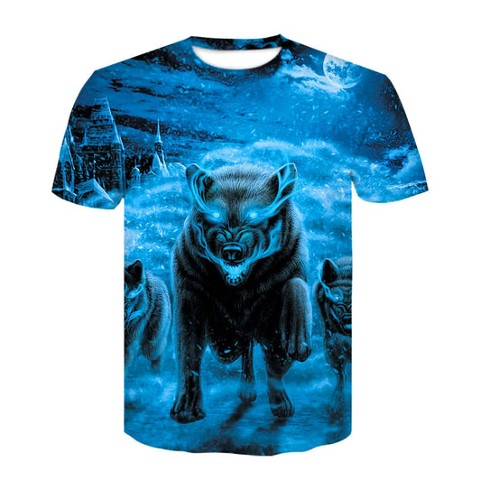 Wolf Head 3D Print Short Sleeve T-Shirt Wolf Head 3D Printed Men's Short Sleeve T-shirt