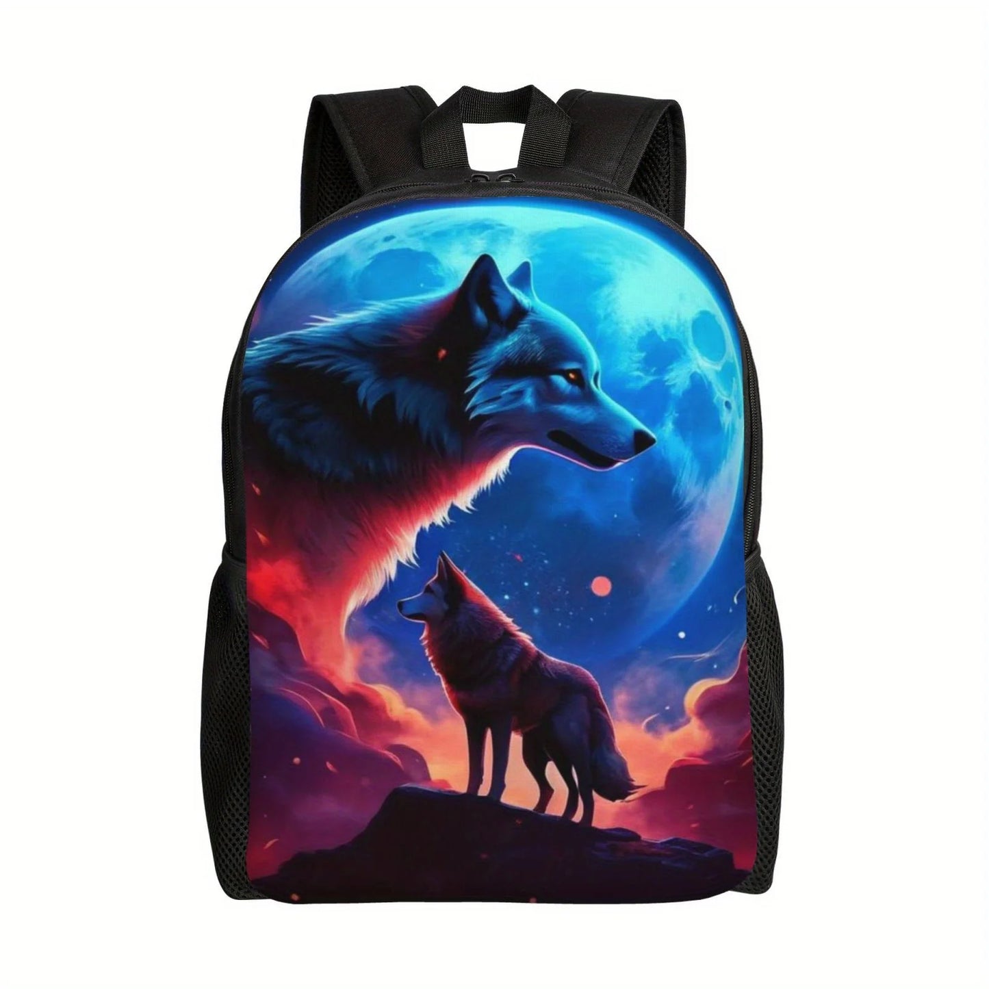 Fantasy Wolf Backpack, Lightweight Large Capacity Laptop Bag|Fantasy Wolf Backpack, Lightweight Large Capacity Laptop Bag|Unique Products,Wolf Backpack,Wolf Series|Red Wolf Vision|Red Wolf Vision