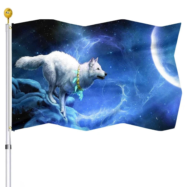 Scary Wolf Red Moon Night Howling Flag