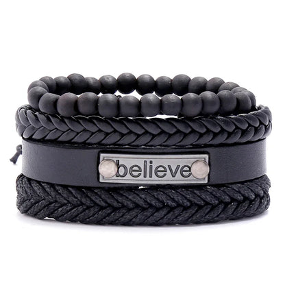 3 pcs/set Handmade Woven Leather Bracelet for Unisex, Vintage Braided|Benefits Style: Casual/Sporty Clasp Type: Toggle-clasps Material: Leather Metal Type: Stainless Steel Gender: Unisex Item Type: Bracelet Bracelets Type: Chain & Link Bracelet|Red Wolf V