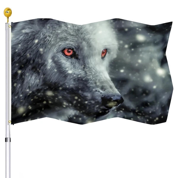 Scary Wolf Red Moon Night Howling Flag