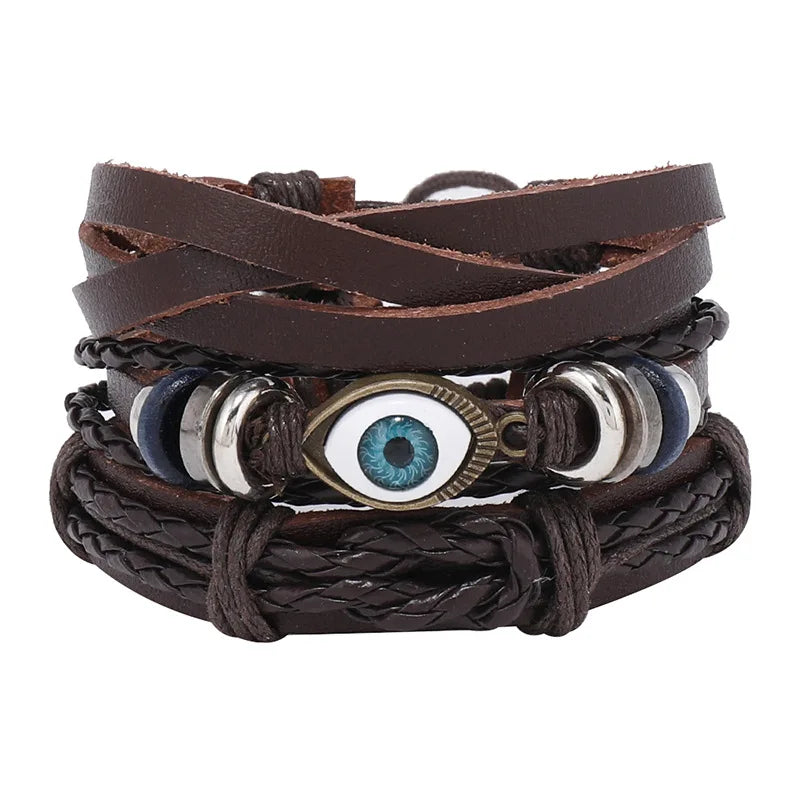 3 pcs/set Handmade Woven Leather Bracelet for Unisex, Vintage Braided|Benefits Style: Casual/Sporty Clasp Type: Toggle-clasps Material: Leather Metal Type: Stainless Steel Gender: Unisex Item Type: Bracelet Bracelets Type: Chain & Link Bracelet|Red Wolf V