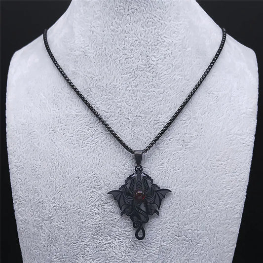 Gothic Dragon Pendants Viking Wolf Owl Wizard Necklace Stainless Steel|Benefits Necklace Jewelry: Ancient Dragon Pendant Wolf Necklace Dragon Chain Shape Necklace: Ancient Dragon Pendant Necklaces Pendant Necklace: Dragon Wing Necklace Jewelry Necklace Ma