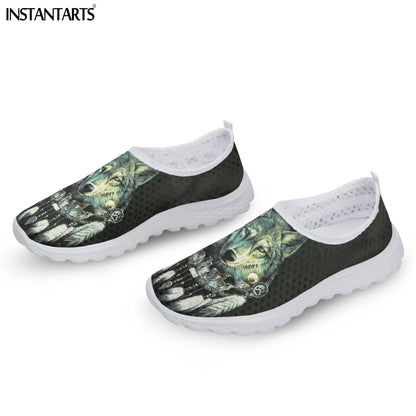 Breathable Women Wolves Pack With Ethnic Native Dreamcatcher Mesh Shoes