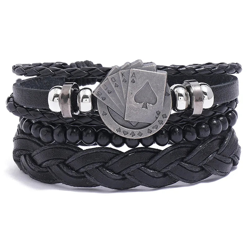 3 pcs/set Handmade Woven Leather Bracelet for Unisex, Vintage Braided|Benefits Style: Casual/Sporty Clasp Type: Toggle-clasps Material: Leather Metal Type: Stainless Steel Gender: Unisex Item Type: Bracelet Bracelets Type: Chain & Link Bracelet|Red Wolf V