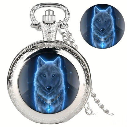 1pc Retro Wolf Pocket Watch, Unique Pendant Clock, Unisex Gift|1pc Retro Wolf Pocket Watch, Unique Pendant Clock, Unisex Gift|Red Wolf Set,Unique Products|Red Wolf Vision|Red Wolf Vision