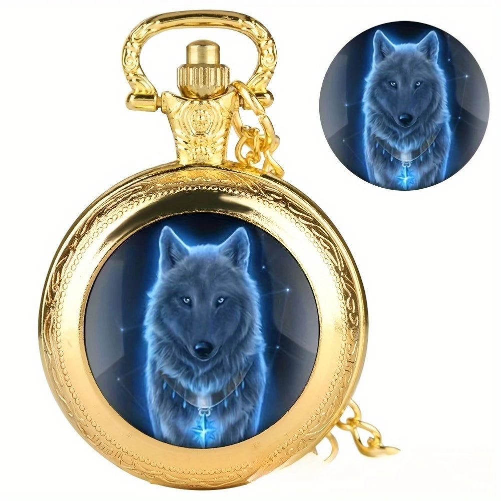 1pc Retro Wolf Pocket Watch, Unique Pendant Clock, Unisex Gift|1pc Retro Wolf Pocket Watch, Unique Pendant Clock, Unisex Gift|Red Wolf Set,Unique Products|Red Wolf Vision|Red Wolf Vision