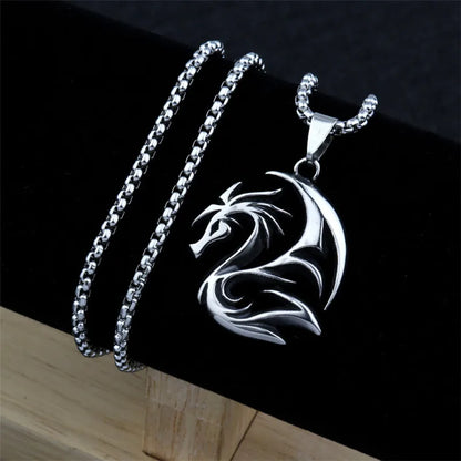 Vintage Long Neck Chains Stainless Steel Punk Hip Hop Jewelry, Wolf Tooth Dragon Pendant Necklace|Benefits Metals Type: Stainless Steel Metals Type: Zinc Alloy Necklace Type: Pendant Necklaces Material: Metal Gender: Unisex Function: Mood Tracker Style: P