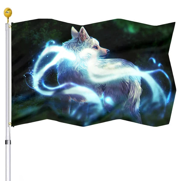 Scary Wolf Red Moon Night Howling Flag