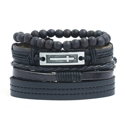 3 pcs/set Handmade Woven Leather Bracelet for Unisex, Vintage Braided|Benefits Style: Casual/Sporty Clasp Type: Toggle-clasps Material: Leather Metal Type: Stainless Steel Gender: Unisex Item Type: Bracelet Bracelets Type: Chain & Link Bracelet|Red Wolf V