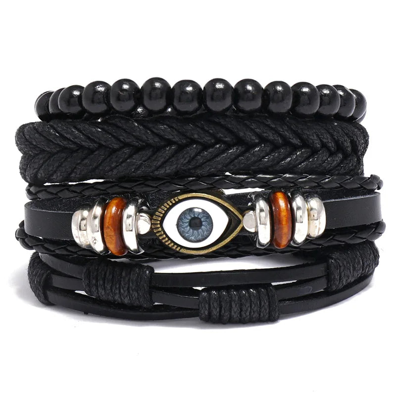 3 pcs/set Handmade Woven Leather Bracelet for Unisex, Vintage Braided|Benefits Style: Casual/Sporty Clasp Type: Toggle-clasps Material: Leather Metal Type: Stainless Steel Gender: Unisex Item Type: Bracelet Bracelets Type: Chain & Link Bracelet|Red Wolf V