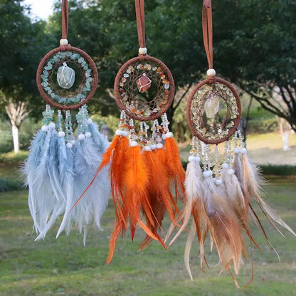 2pcs Chip raw Crystal Stone Exquisite Dream Catcher Car Mirror View Hanging Accessories