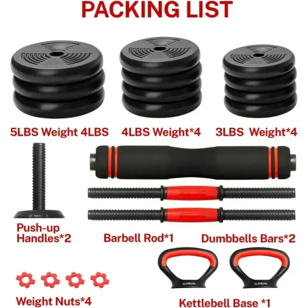 4-IN-1 Adjustable Dumbbells Set, Home Gym Weights Strength Training