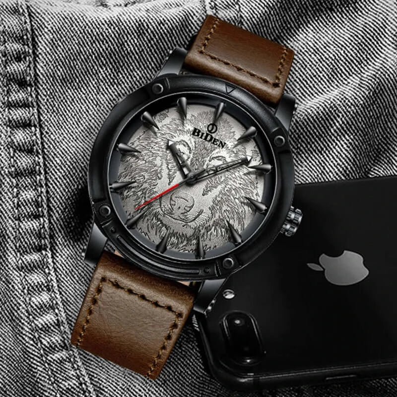 Punk Men's Quartz Movement Watch, Cool Wolf Pattern, Dial Leather Strap|SPECIFICATIONS Band Material Type: leather Style: Fashion & Casual Clasp Type: Buckle Movement: Quartz Water Resistance Depth: No Waterproof Case Material: ALLOY Case Shape: Round Ite