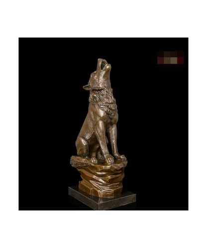 Howling Wolf Bronze Statue Roaring Wildlife Artwork Ornament Figurines, Benefits Theme: Wolf Material: Copper Main Material: Bronze with Marble Base Size(CM): H:47.5 x L:20 x W:15 Style: Vintage, Antique,