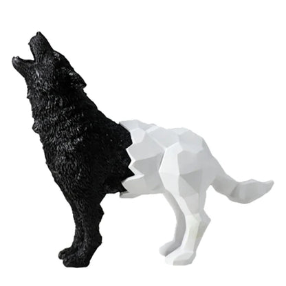 Abstract Geometric Style Resin Black & White Wolf Statue, Benefits Material: Resin Type: Abstract Model: Wolf Features: Black & White,