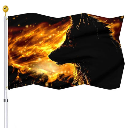 Scary Wolf Red Moon Night Howling Flag