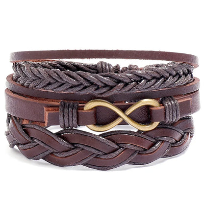 3 pcs/set Handmade Woven Leather Bracelet for Unisex, Vintage Braided|Benefits Style: Casual/Sporty Clasp Type: Toggle-clasps Material: Leather Metal Type: Stainless Steel Gender: Unisex Item Type: Bracelet Bracelets Type: Chain & Link Bracelet|Red Wolf V