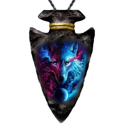 Creative Stainless Steel Wolf Triangle Pendant Punk Necklace|Benefits Metals Type: Zinc Alloy Necklace Type: Pendant Necklaces Material: Metal Gender: Men Style: Trendy Shape\pattern: Wolf Chain Type: O-chain Item Type: Necklace|Red Wolf Vision