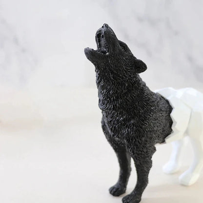 Abstract Geometric Style Resin Black & White Wolf Statue, Benefits Material: Resin Type: Abstract Model: Wolf Features: Black & White,