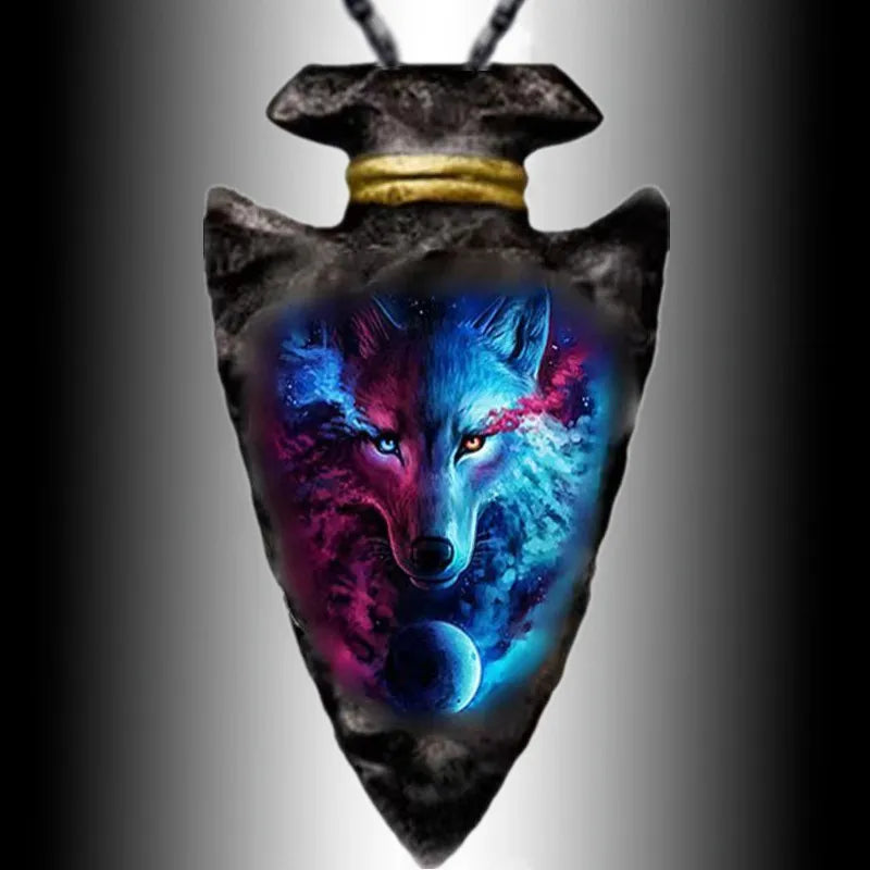 Creative Stainless Steel Wolf Triangle Pendant Punk Necklace|Benefits Metals Type: Zinc Alloy Necklace Type: Pendant Necklaces Material: Metal Gender: Men Style: Trendy Shape\pattern: Wolf Chain Type: O-chain Item Type: Necklace|Red Wolf Vision