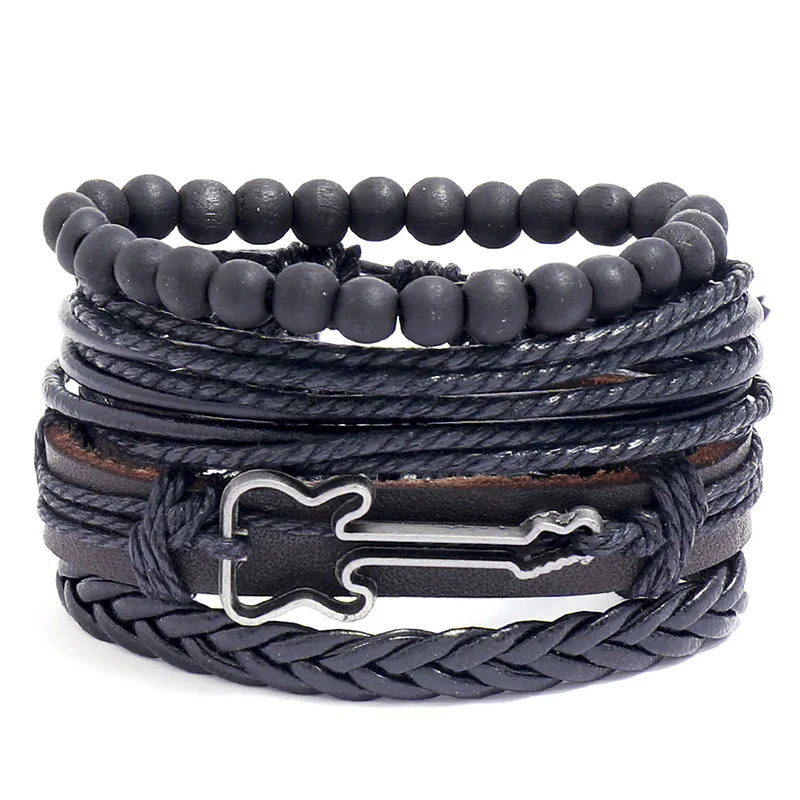 3 pcs/set Handmade Woven Leather Bracelet for Unisex, Vintage Braided|Benefits Style: Casual/Sporty Clasp Type: Toggle-clasps Material: Leather Metal Type: Stainless Steel Gender: Unisex Item Type: Bracelet Bracelets Type: Chain & Link Bracelet|Red Wolf V