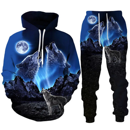 Men's & Women's Cool Forest Wolf 3D Printed Hoodie/Pants/Suit/ Tracksuit Set|SPECIFICATIONS Applicable Scene: Casual & Sporting Style: Casual Applicable Season: Four Seasons Material: POLYESTER Pattern Type: Print Pant Closure Type: Drawstring Sleeve Leng