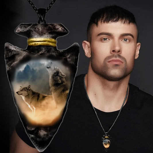 Fashion Native Wolf Totem Head Necklace, Black Chain Pendant|Benefits Necklace Type: Pendant Necklaces Material: Metal Gender: Men Style: Trendy Shape\pattern: Wolf Item Type: Necklaces|Red Wolf Vision