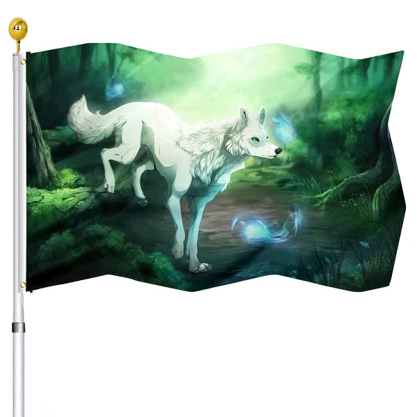 Scary Wolf Red Moon Night Howling Flag