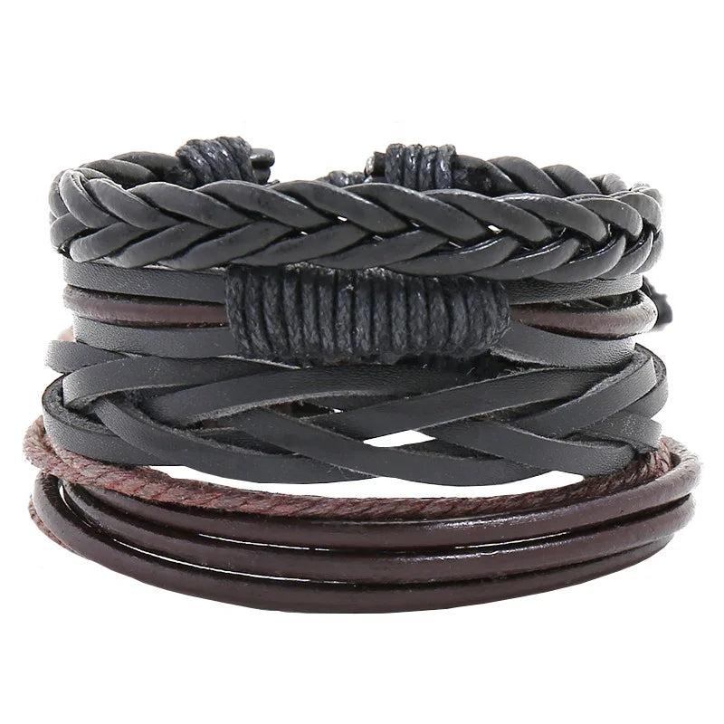 3 pcs/set Handmade Woven Leather Bracelet for Unisex, Vintage Braided|Benefits Style: Casual/Sporty Clasp Type: Toggle-clasps Material: Leather Metal Type: Stainless Steel Gender: Unisex Item Type: Bracelet Bracelets Type: Chain & Link Bracelet|Red Wolf V