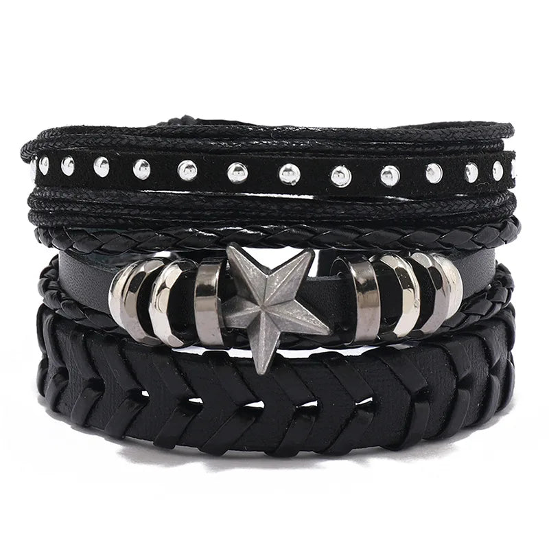 3 pcs/set Handmade Woven Leather Bracelet for Unisex, Vintage Braided|Benefits Style: Casual/Sporty Clasp Type: Toggle-clasps Material: Leather Metal Type: Stainless Steel Gender: Unisex Item Type: Bracelet Bracelets Type: Chain & Link Bracelet|Red Wolf V