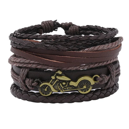 3 pcs/set Handmade Woven Leather Bracelet for Unisex, Vintage Braided|Benefits Style: Casual/Sporty Clasp Type: Toggle-clasps Material: Leather Metal Type: Stainless Steel Gender: Unisex Item Type: Bracelet Bracelets Type: Chain & Link Bracelet|Red Wolf V