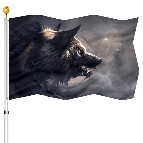 Scary Wolf Red Moon Night Howling Flag